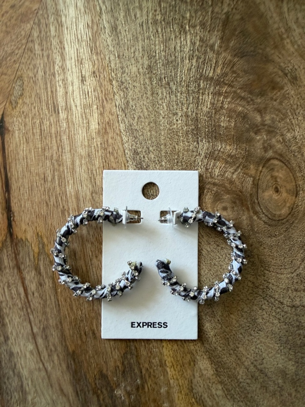 Express Braided Hoop Earrings in Silver and Black